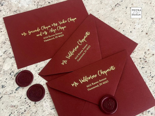 Foiled Recipient and Return Address Printing on RSVP or Main Envelope