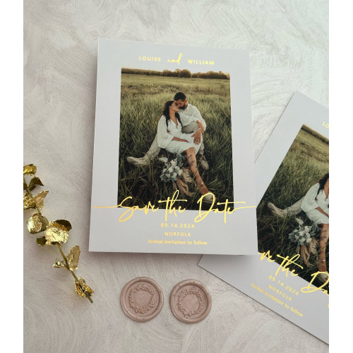 Foiled Save The Date Card With Photo