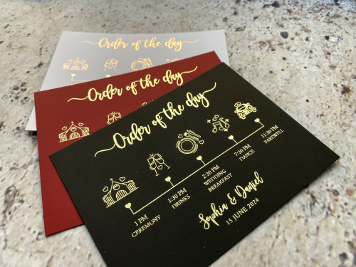 Wedding Program Cards Order of the Day Wedding