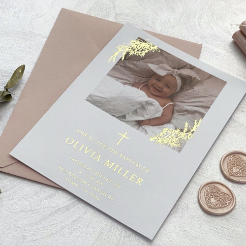 Christening Party Invitation with Foil 