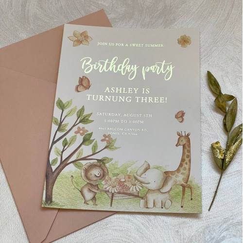 3rd, 2nd Birthday Invitation With Foil 