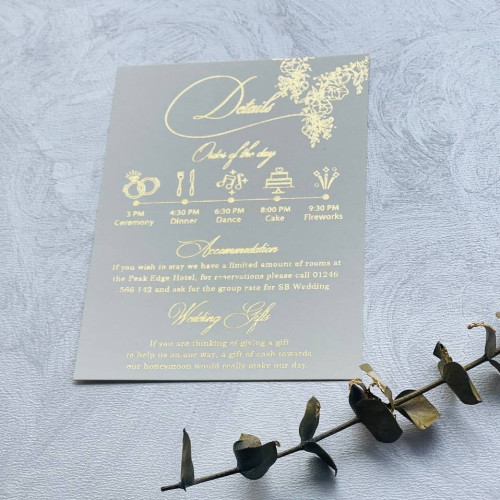 Details Cards Of Elegant Vellum Wedding Invitation