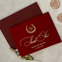 Sample of Burgundy Thank You Cards With Monogram