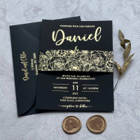 Sample of Black Wedding Invitations with Foil Lettering