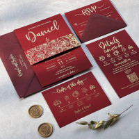 Sample Of Burgundy Wedding Invitations with Foil Lettering