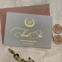 Sample of Personalized Thank You Cards With Monogram, Wedding Thank you card