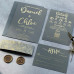 Sample of Grey Wedding Invitations with Foil Lettering