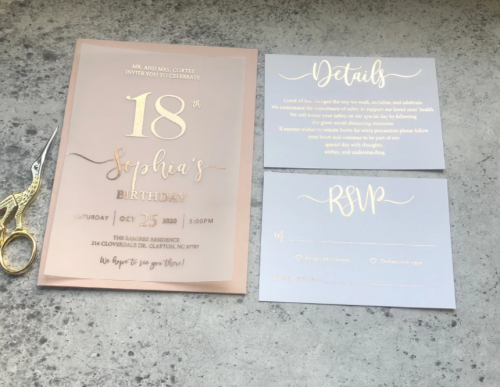 Foiled Birthday Invitation Cards