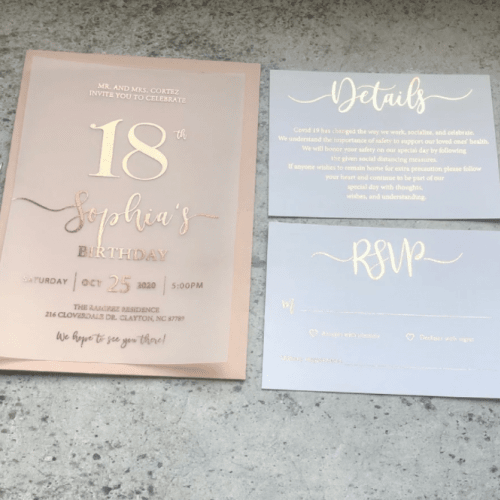 Foiled Birthday Invitation Cards