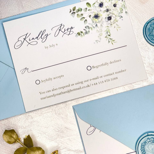 Printable RSVP Cards Of Dusty Blue Wedding Invitation