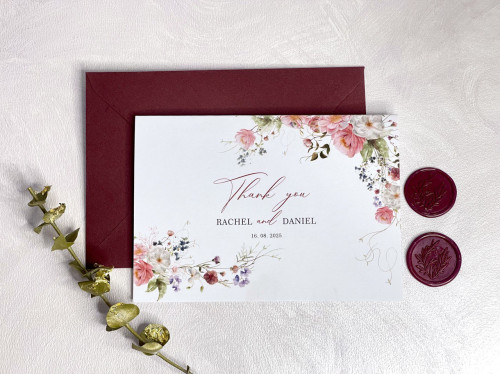 Printable Wedding Flowers Thank You Cards 