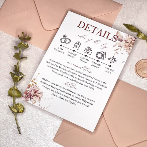 Printable Details Cards Of Elegant Wedding Invitation