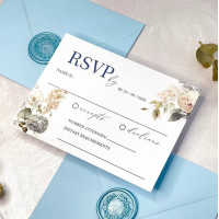 Printable RSVP Cards Of Pale Blue Wedding Invitation