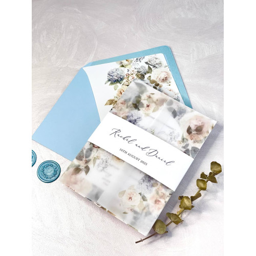 Pale Blue Wedding Belly Bands Template