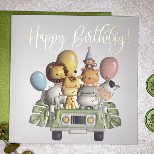 Birthday Personalized Cards With Jungle