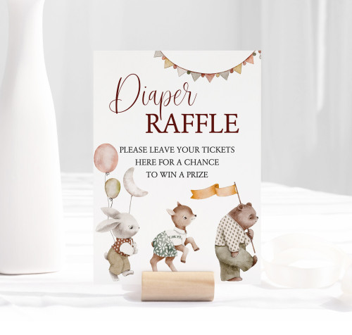 Diaper Raffle Table Signs Template With Animals