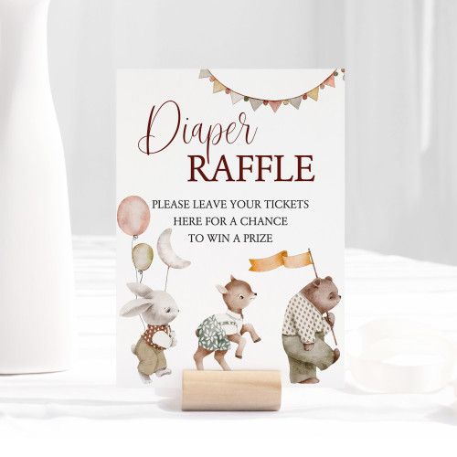 Diaper Raffle Table Signs Template With Animals