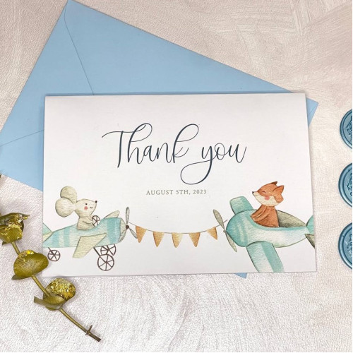Airplane Baby's Thank You Cards Template