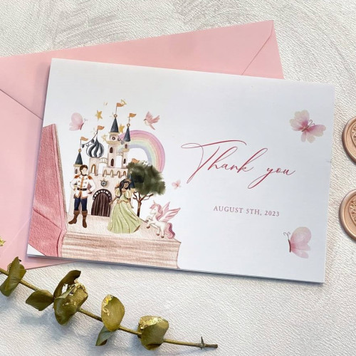 Baby's Thank You Cards Template With Castle