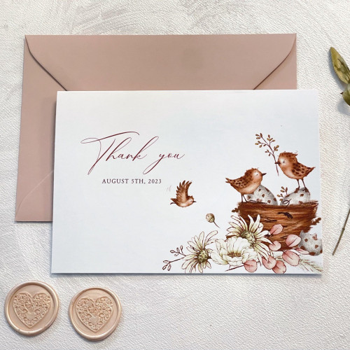 Baby's Thank You Cards With Birds