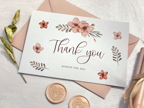 Baby's Thank You Cards template  With Flowers