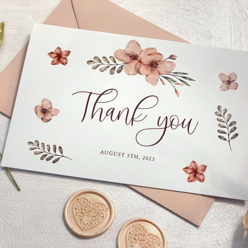 Baby's Thank You Cards Template With Flowers
