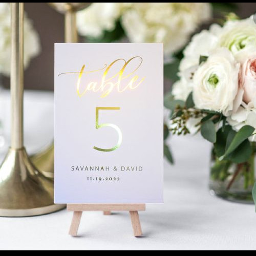 Sample of Wedding Table Numbers
