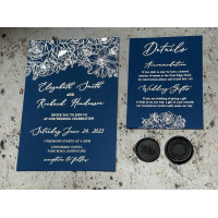 Royal Blue and Silver Wedding Invitation