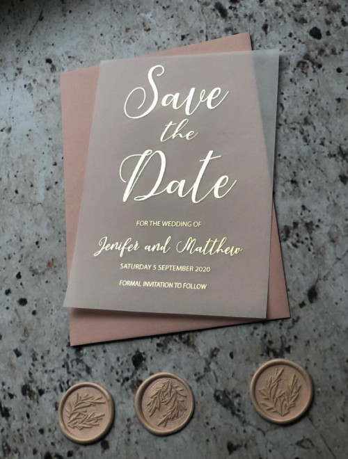 Sample of Vellum Save The Dates Invitation