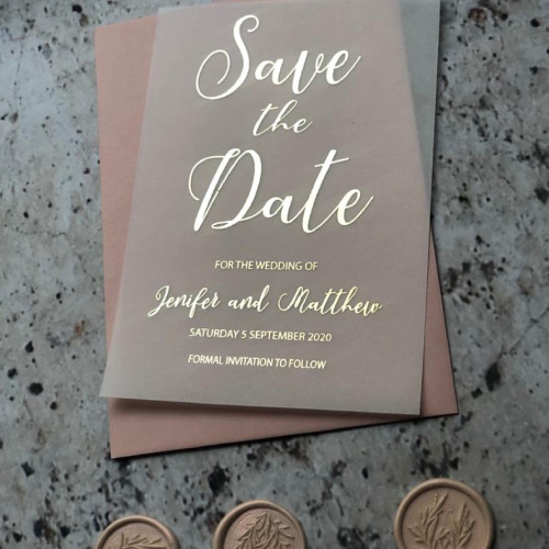 Sample of Vellum Save The Dates Invitation