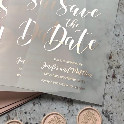Sample of Foiled Vellum Save The Dates 