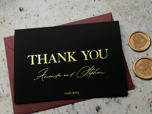 Black Thank You Cards with foil