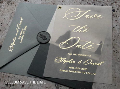 Grey And Vellum Photo Save The Dates