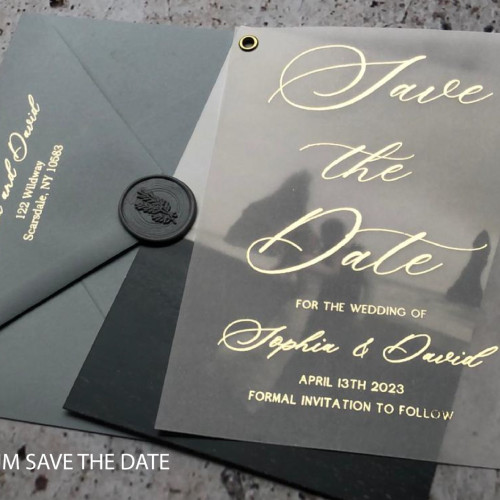 Grey And Vellum Photo Save The Dates
