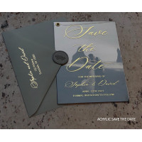 Grey And Acrylic Photo Save The Dates
