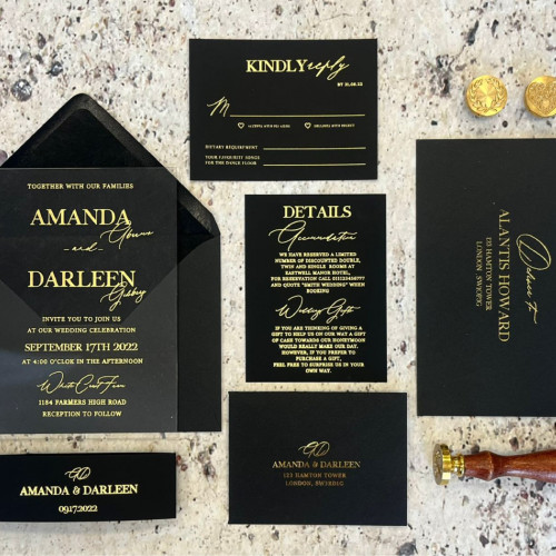 Acrylic Wedding invitations with Foil