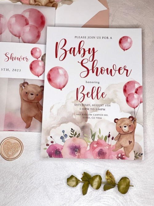 Bear baby shower invitations Template