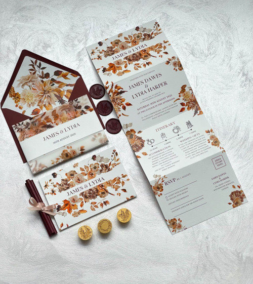 Sample of Autumn All in One Wedding Invitations