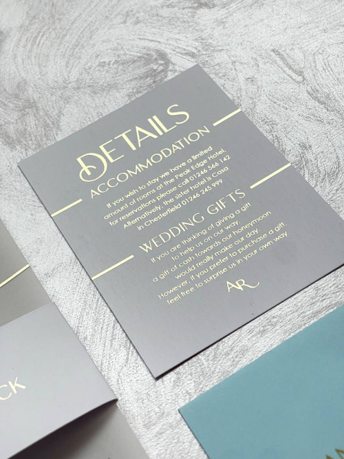 Details Cards of Dusty Blue Wedding Invitations