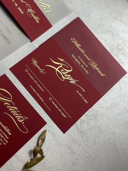 RSVP Cards Of Foilpress Vellum Wedding Invitations