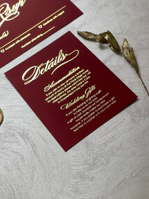 Details Cards Of Foilpress Vellum Wedding Invitations