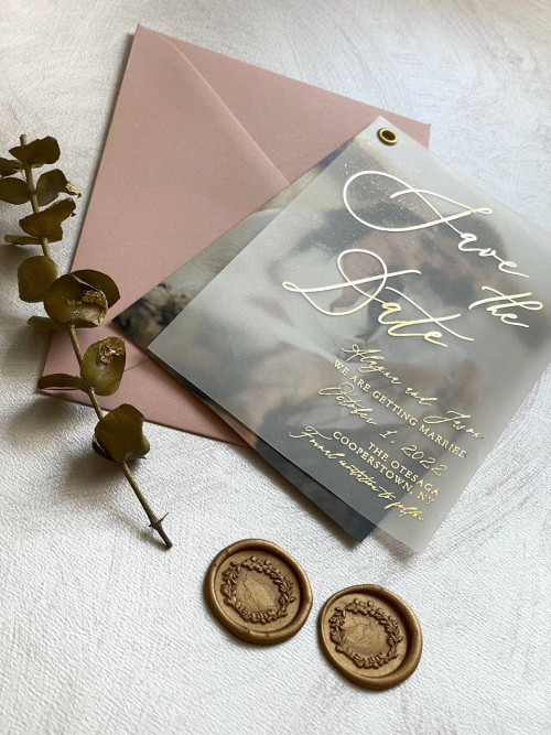 Sample of Photo Save the Date Invitations With Foil Lettering