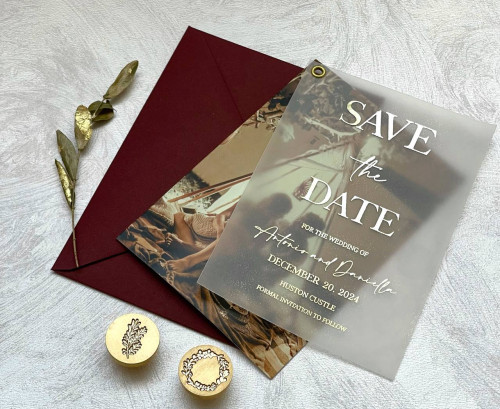 Sample of Vellum Save Date Cards With Photo