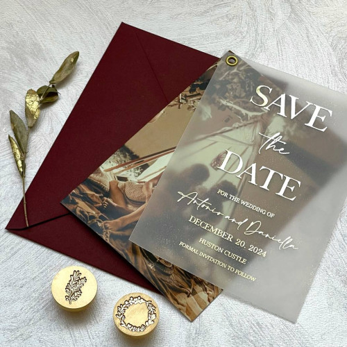 Vellum Save Date Cards With Photo