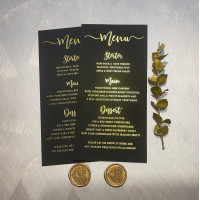 Sample of Black Wedding Menu Cards