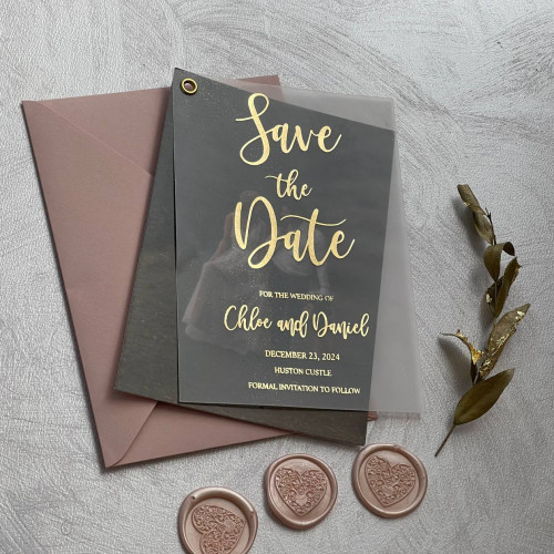 Sample of Photo Save the Dates With Foil Lettering
