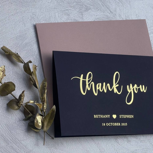 Navy Blue Thank You Cards with foil