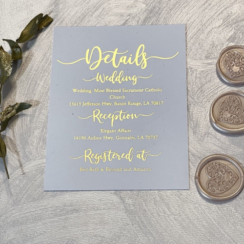 Details Cards Of Foiled Vellum Wedding Invitation