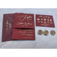 Burgundy Foilpress Lettering Wedding Invitation