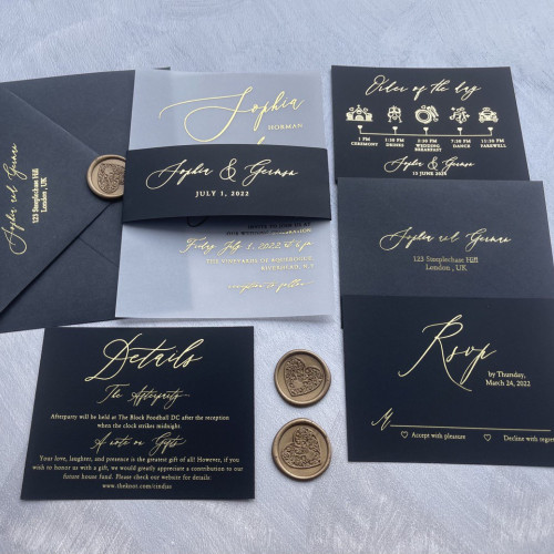 Sample of Vellum Wedding Invitations with Black cards